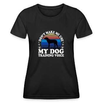 Cao De Castro Laboreiro Hund Silhouette Retro Sonne - Frauen Funktions-T-Shirt - Schwarz - Vorne - AI Model Female 172 light (172cm)