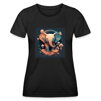 Fantaisie d’éléphant mignon - T-shirt sport Femme - noir - Devant - AI Model Female 172 light (172cm)