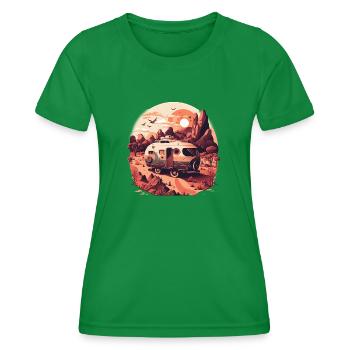 Bus Camping Aventure Outback Australie - T-shirt sport Femme - vert - Devant - AI Model Female 172 dark (172cm)