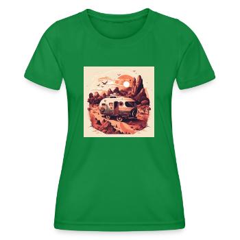 Bus Camping Aventure Outback Australie - T-shirt sport Femme - vert - Devant - AI Model Female 172 dark (172cm)
