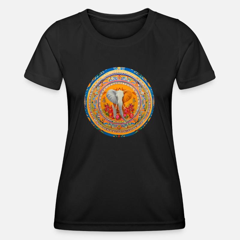 Elephant Boho Design in Digital Art - Women's Functional T-Shirt - black