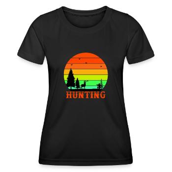 Hunting - Frauen Funktions-T-Shirt - Schwarz - Vorne - AI Model Female 172 light (172cm)
