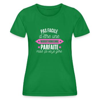 marathonienne parfaite humour pour les marathonien - T-shirt sport Femme - vert - Devant - AI Model Female 172 dark (172cm)
