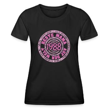 Jahr 1988 - Frauen Funktions-T-Shirt - Schwarz - Vorne - AI Model Female 172 light (172cm)