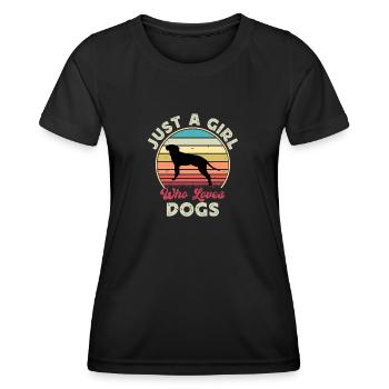 Braque Saint Germain Dog Silhouette Retro Coucher de soleil - T-shirt sport Femme - noir - Devant - AI Model Female 172 light (172cm)