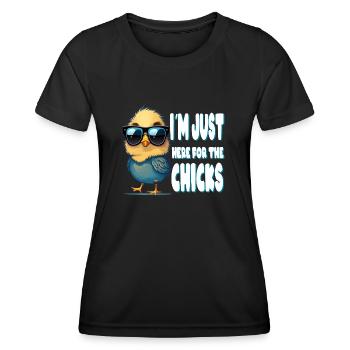 Ich bin nur hier für die Küken süßes Osterdesign - Frauen Funktions-T-Shirt - Schwarz - Vorne - AI Model Female 172 light (172cm)