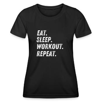 Fitness workout Eat Sleep Repeat - Women's Functional T-Shirt - black - Front - AI Model Female 172 light (172cm)