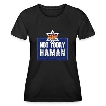 Pas aujourd’hui Haman Pourim Judaïsme - T-shirt sport Femme - noir - Devant - AI Model Female 172 light (172cm)
