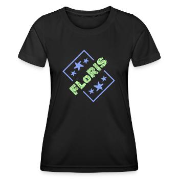Prénom anniversaire Floris - T-shirt sport Femme - noir - Devant - AI Model Female 172 light (172cm)