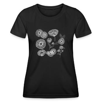 Aster Blütengruppe - Frauen Funktions-T-Shirt - Schwarz - Vorne - AI Model Female 172 light (172cm)