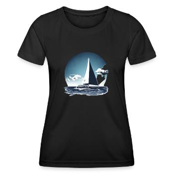 Segler Segeln Segelschiff Segelsport Segelboot - Frauen Funktions-T-Shirt - Schwarz - Vorne - AI Model Female 172 light (172cm)