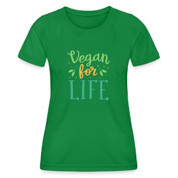Vegan for life - Women's Functional T-Shirt - kelly green - Front - AI Model Female 172 dark (172cm)