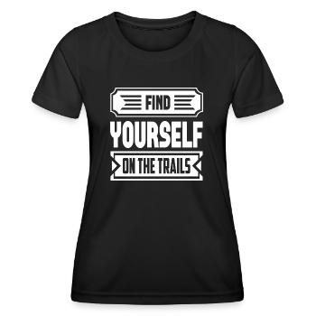 Retrouvez-vous sur les sentiers - T-shirt sport Femme - noir - Devant - AI Model Female 172 light (172cm)