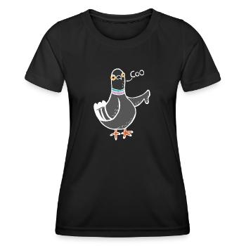 Coo / Boo Pigeon (Blanc) - T-shirt sport Femme - noir - Devant - AI Model Female 172 light (172cm)