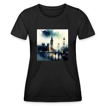 London Landschaft Big Ben Aquarell - Frauen Funktions-T-Shirt - Schwarz - Vorne - AI Model Female 172 light (172cm)