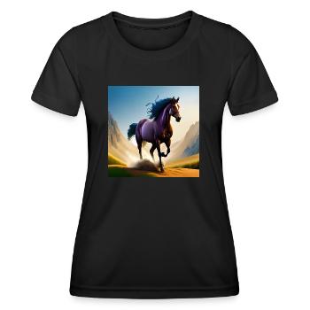 Galoppierendes Pferd im Sand - Frauen Funktions-T-Shirt - Schwarz - Vorne - AI Model Female 172 light (172cm)