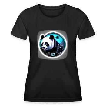 Panda de l’espace futuriste - T-shirt sport Femme - noir - Devant - AI Model Female 172 light (172cm)