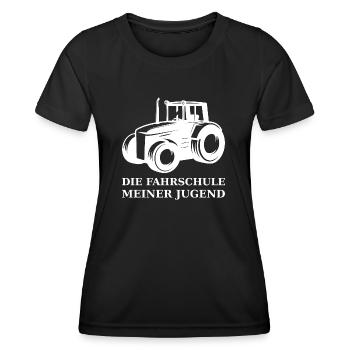 Traktor die Fahrschule meiner Jugend weiß - Frauen Funktions-T-Shirt - Schwarz - Vorne - AI Model Female 172 light (172cm)