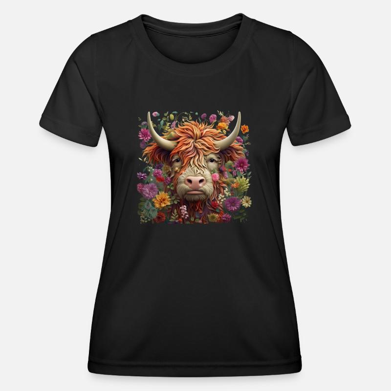 Highland Cow - Women's Functional T-Shirt - black