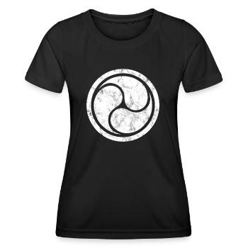 Triple Yin Yang, Tao, Zen Buddhismus, Tibet, Japan - Frauen Funktions-T-Shirt - Schwarz - Vorne - AI Model Female 172 light (172cm)