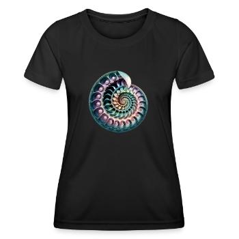 Spirale de Fibonacci, coquille, nombre d’or - T-shirt sport Femme - noir - Devant - AI Model Female 172 light (172cm)