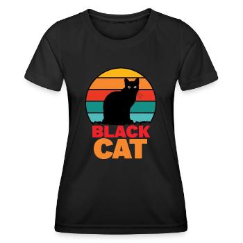 Chat noir -black cat - T-shirt sport Femme - noir - Devant - AI Model Female 172 light (172cm)