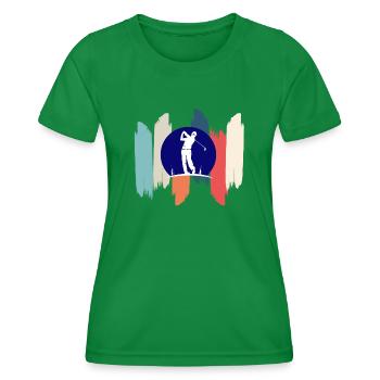 Retro-Regenbogengolf - Frauen Funktions-T-Shirt - Kelly Green - Vorne - AI Model Female 172 dark (172cm)