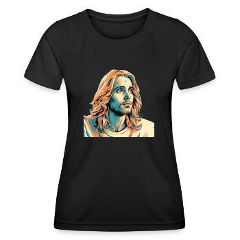 Jésus-Christ #01 - T-shirt sport Femme - noir - Devant - AI Model Female 172 light (172cm)
