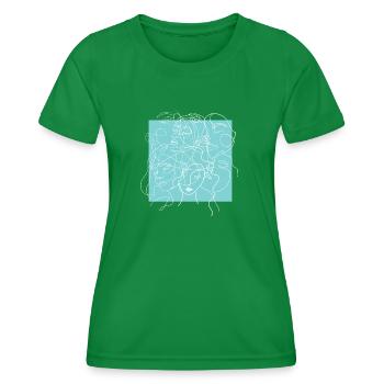 Face line blue - T-shirt sport Femme - vert - Devant - AI Model Female 172 dark (172cm)