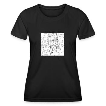 Face line white - T-shirt sport Femme - noir - Devant - AI Model Female 172 light (172cm)