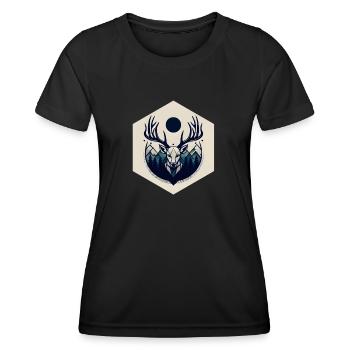 Cerf avec bois - T-shirt sport Femme - noir - Devant - AI Model Female 172 light (172cm)