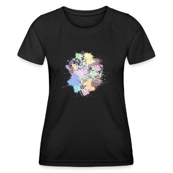 coiffe indienne blanc taches de couleurs pastel - T-shirt sport Femme - noir - Devant - AI Model Female 172 light (172cm)