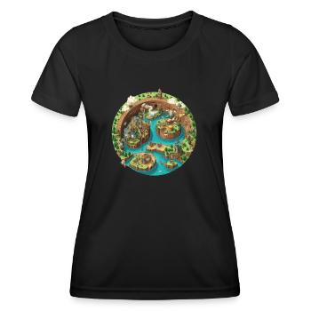 Gaming World Map - Jump and Run - Frauen Funktions-T-Shirt - Schwarz - Vorne - AI Model Female 172 light (172cm)