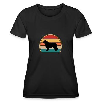 Katalanischer Schäferhund Hund Liebhaber Silhouette Retro Sonnenuntergang - Frauen Funktions-T-Shirt - Schwarz - Vorne - AI Model Female 172 light (172cm)