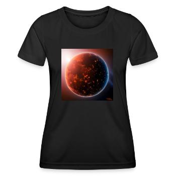 The world at night with sun in the background 1 - Women's Functional T-Shirt - black - Front - AI Model Female 172 light (172cm)