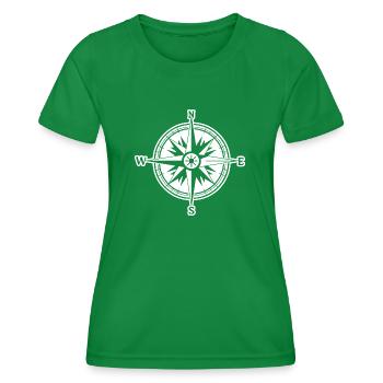 Kompass Nautik Segelboot Seefahrer - Frauen Funktions-T-Shirt - Kelly Green - Vorne - AI Model Female 172 dark (172cm)