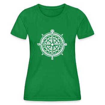 Kompass Nautik Segelboot Seefahrer - Frauen Funktions-T-Shirt - Kelly Green - Vorne - AI Model Female 172 dark (172cm)