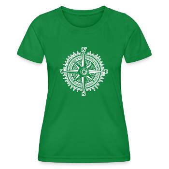 Kompass Nautik Segelboot Seefahrer - Frauen Funktions-T-Shirt - Kelly Green - Vorne - AI Model Female 172 dark (172cm)