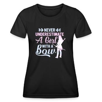 Never Underestimate A Girl With A Bow Archery Bow - Women's Functional T-Shirt - black - Front - AI Model Female 172 light (172cm)