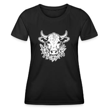 Cow Cows Cattle Farm Agriculture - Women's Functional T-Shirt - black - Front - AI Model Female 172 light (172cm)