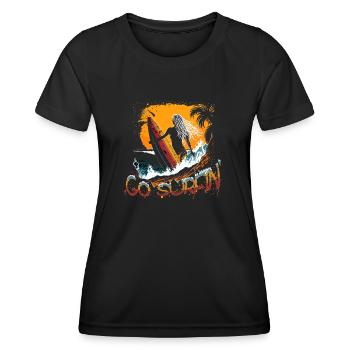 GO surfin only for BLACK SHIRTS - 5000 - DIGITAL - Frauen Funktions-T-Shirt - Schwarz - Vorne - AI Model Female 172 light (172cm)