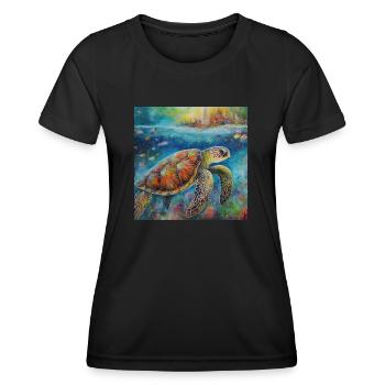 Modern & Colourful Turtle Wall Art by Bodhi - Women's Functional T-Shirt - black - Front - AI Model Female 172 light (172cm)