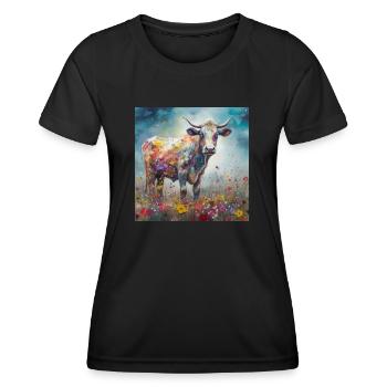 Vibrant Cow Art - Women's Functional T-Shirt - black - Front - AI Model Female 172 light (172cm)