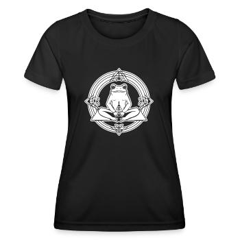 Frosch Amphibie Kröte - Frauen Funktions-T-Shirt - Schwarz - Vorne - AI Model Female 172 light (172cm)