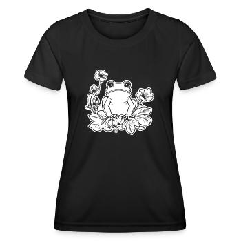 Frosch Amphibie Kröte - Frauen Funktions-T-Shirt - Schwarz - Vorne - AI Model Female 172 light (172cm)