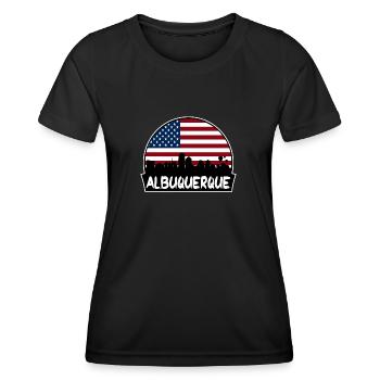 Albuquerque Nouveau-Mexique États-Unis Flag Skyline Silhouette - T-shirt sport Femme - noir - Devant - AI Model Female 172 light (172cm)