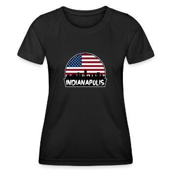 Indianapolis Indiana États-Unis Flag Skyline Silhouette T - T-shirt sport Femme - noir - Devant - AI Model Female 172 light (172cm)