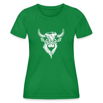 Scottish Highland cow - Women's Functional T-Shirt - kelly green - Front - AI Model Female 172 dark (172cm)