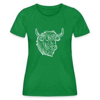 Scottish Highland cow - Women's Functional T-Shirt - kelly green - Front - AI Model Female 172 dark (172cm)