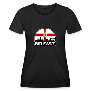 Belfast Irlande du Nord Flag Skyline Silhouette T - T-shirt sport Femme - noir - Devant - AI Model Female 172 light (172cm)